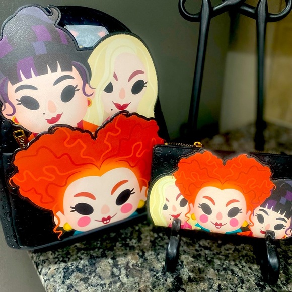 Hocus-pocus Sanderson sisters bundle. Lounge fly mini backpack and wallet.NWT! - Picture 2 of 7